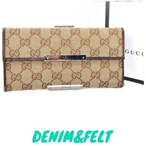 🤎GUCCI GG Brown/Tan Canvas Bi-Fold Leather Zip Around Bar Wallet | PRELOVED!!🤎